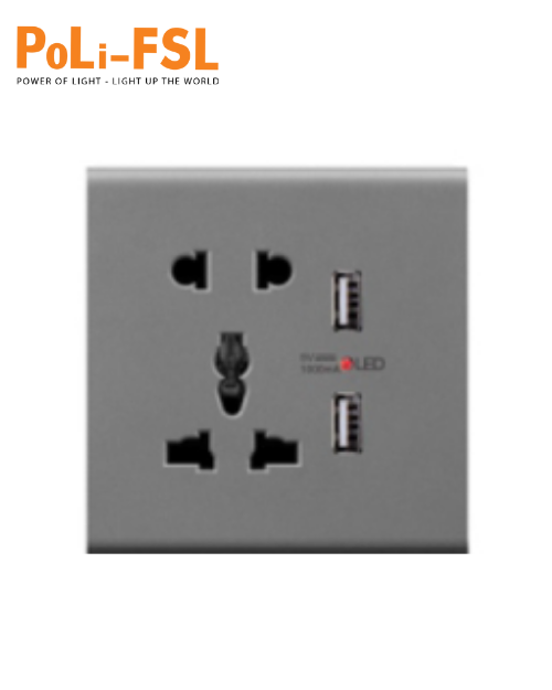 Ổ cắm MF 5 chân với USB W/N FSL PLP1-050
